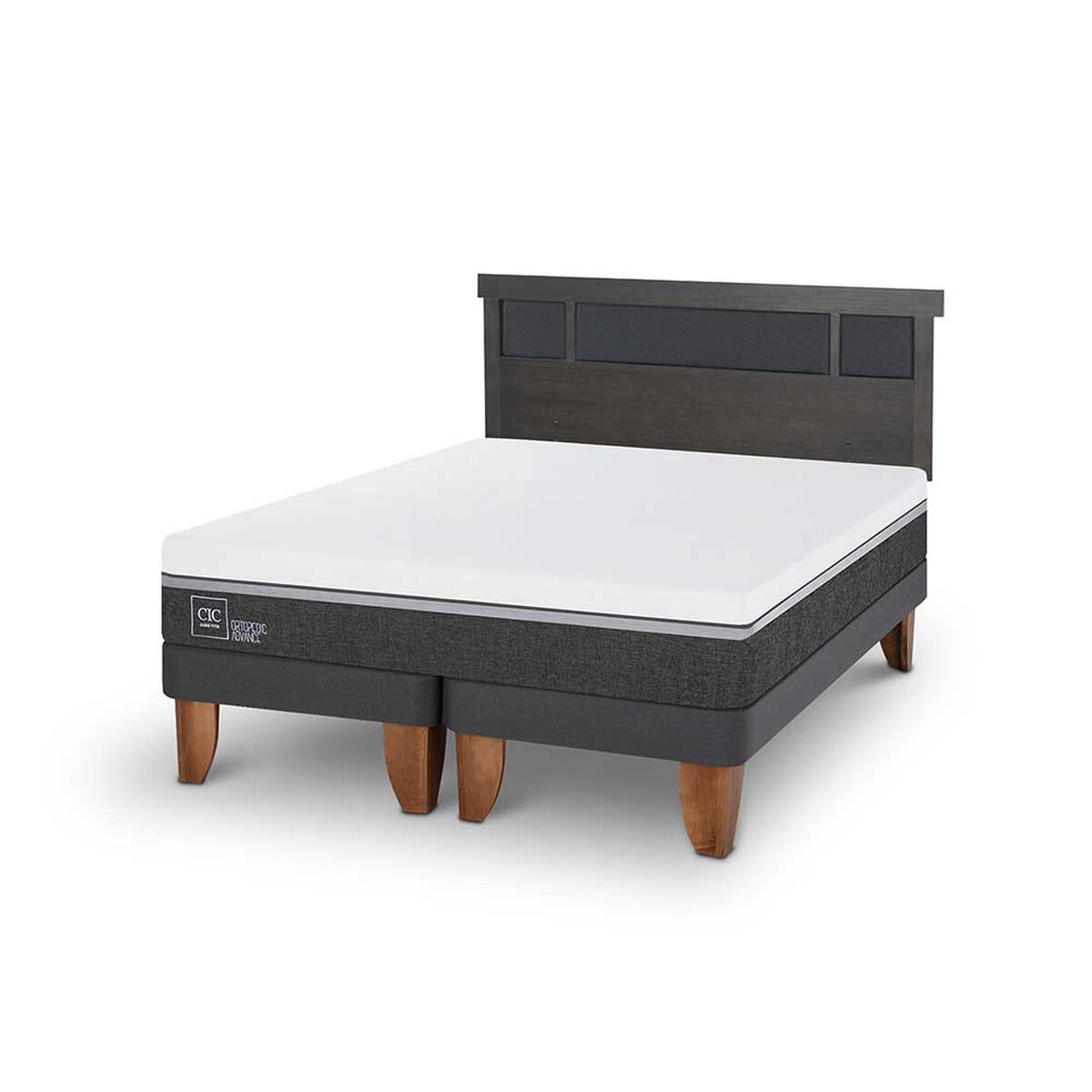 Cama Europea CIC Base Normal King Ortopedic Advance + Respaldo Dublin