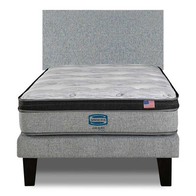 Cama Europea Simmons 1,5 Plazas Dreamer Plazasus Box + Respaldo Praga Plazasata