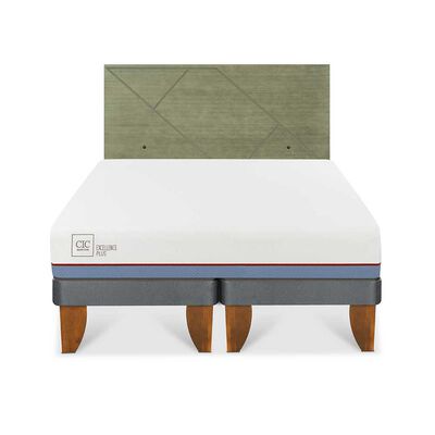 Cama Europea CIC Base Dividida 2 Plazas Excellence Plus + Respaldo Villarrica Olivo