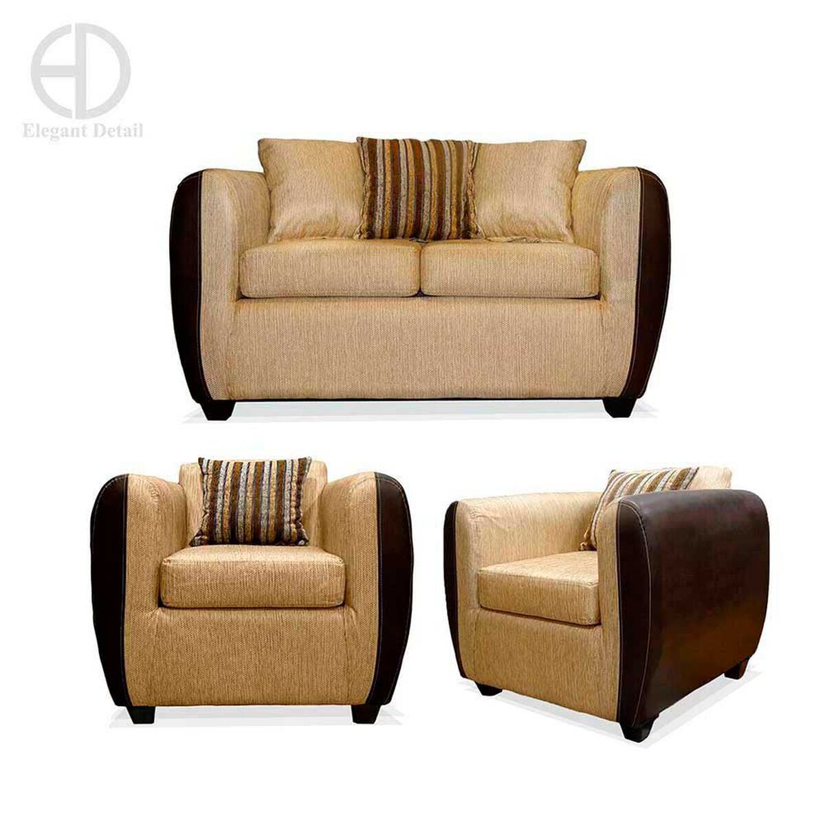 Juego de Living Elegant Detail Oklahoma Sof&aacute; 2 Cuerpos + Dos Sillones 1 Cuerpo Beige