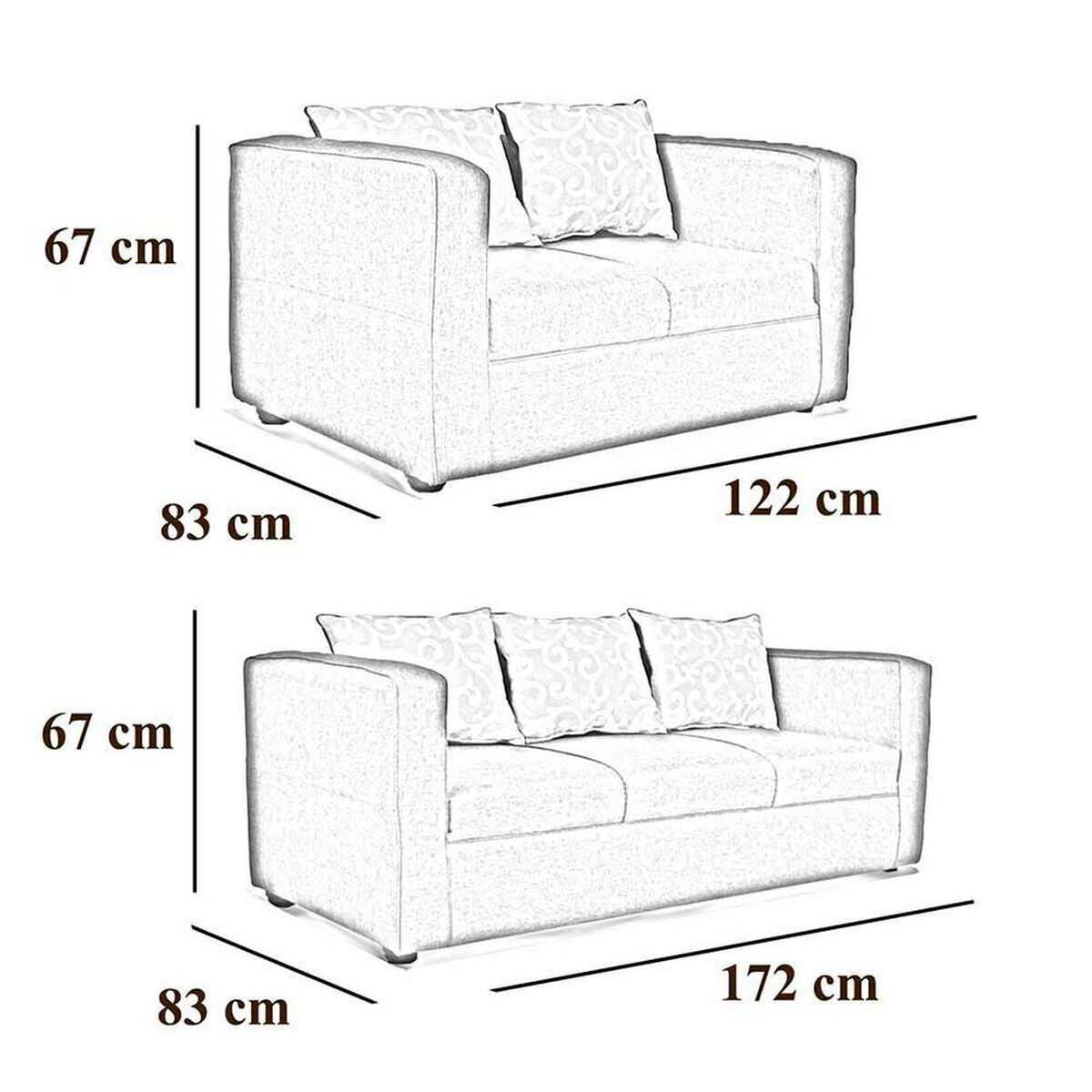 Juego de Living Elegant Detail Indiana Sof&aacute; 3 Cuerpos + Sof&aacute; 2 Cuerpos Gris