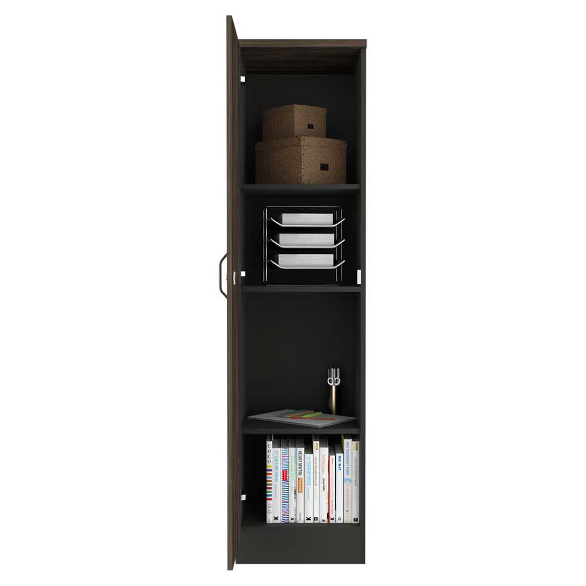 Biblioteca TuHome Home Office 2 Puertas Negro Soft Coñac