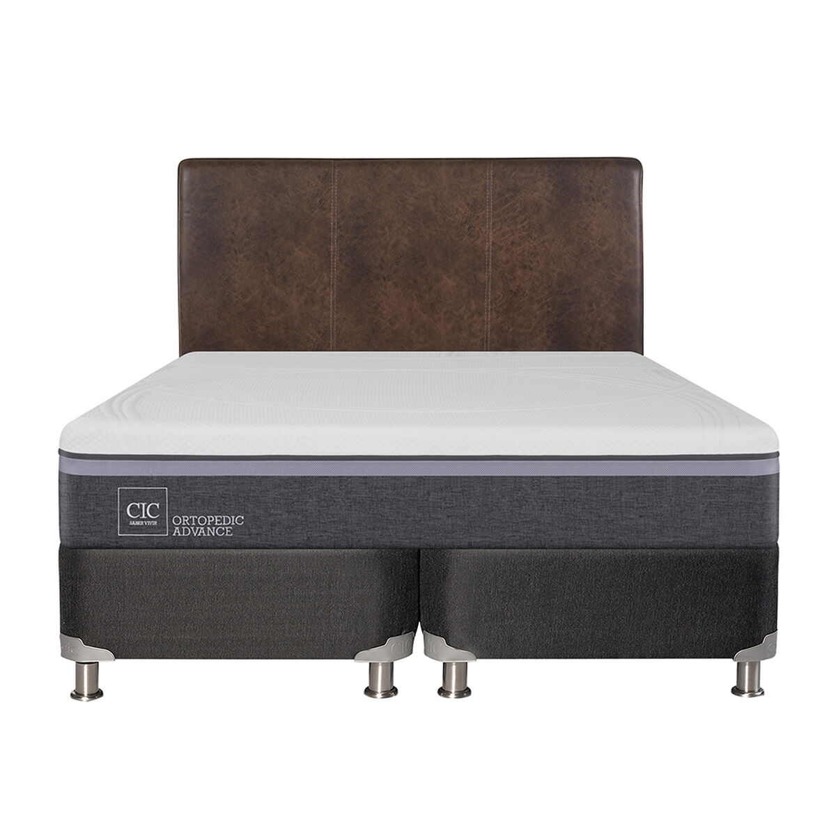Box Spring CIC Base Dividida 2 Plazas Ortopedic Advance + Respaldo Baker