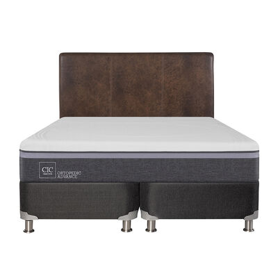Box Spring CIC Base Dividida 2 Plazas Ortopedic Advance + Respaldo Baker