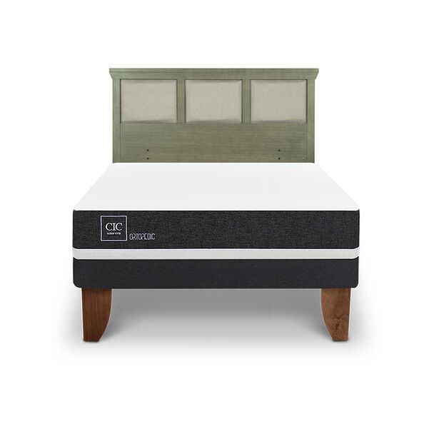 Cama Europea CIC 2 Plazas Ortopedic + Respaldo Torino Olivo