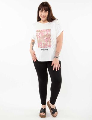 Imagen 2 del producto Polera Con Estampado Manga Corta Mujer Extralindas Crudo, Negro