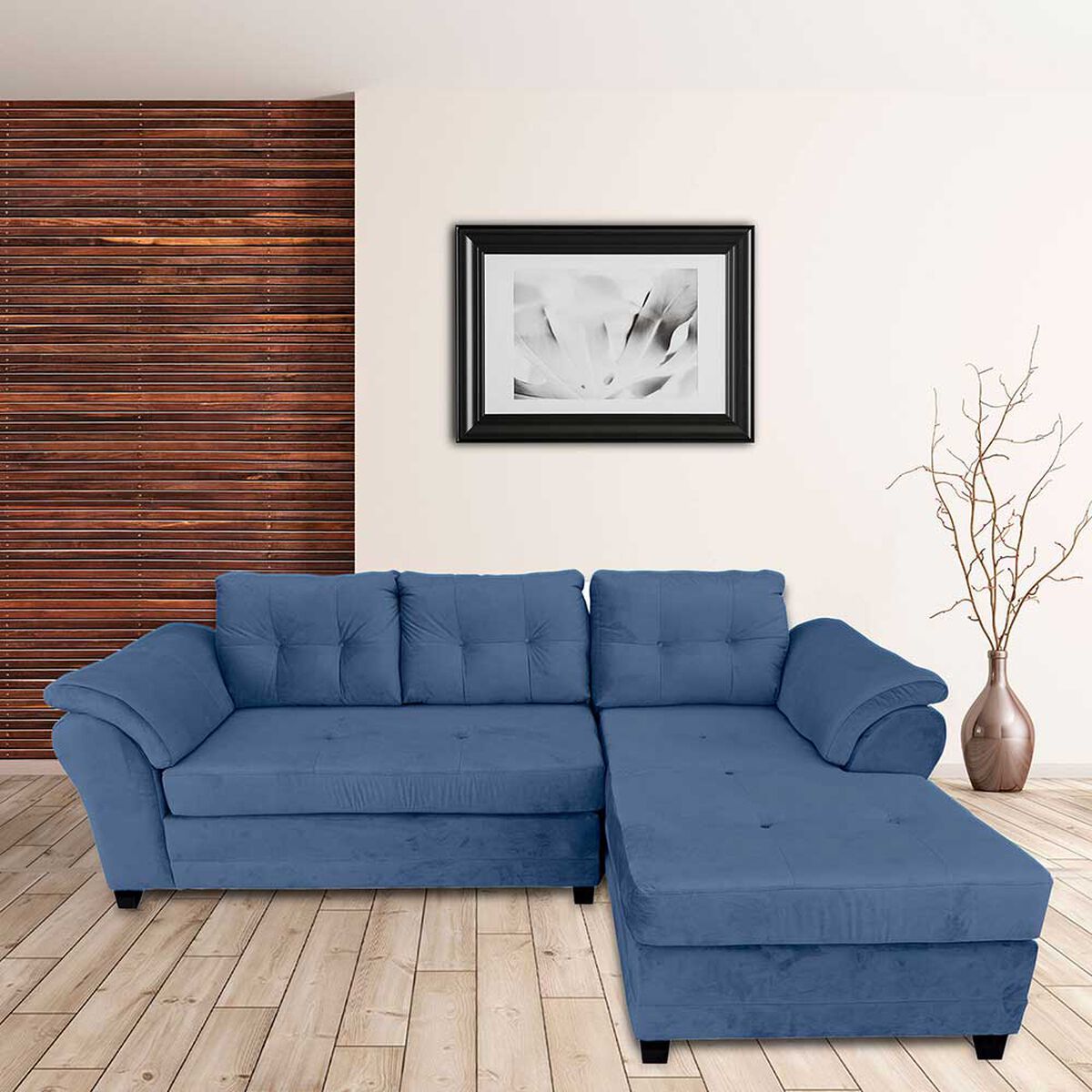 Sof&aacute; Seccional Living Factory Samy 4 Cuerpos Azul