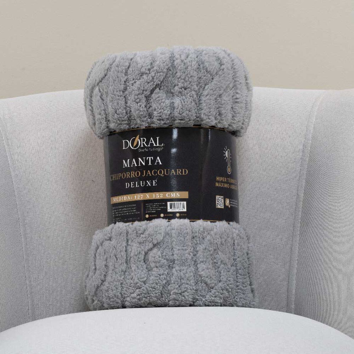 Manta Doral Chiporro Jacquard 127x152 cm Gris