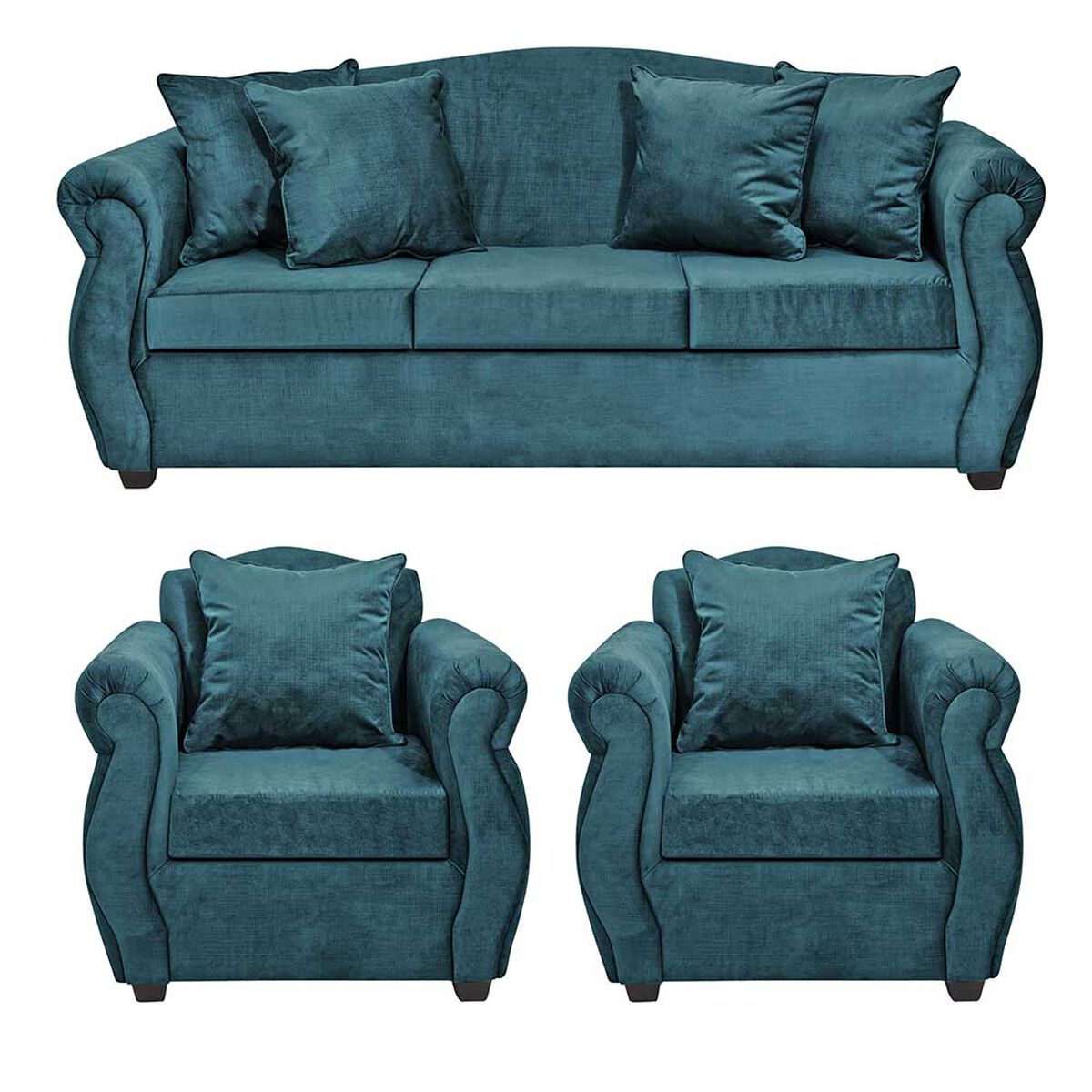 Juego de Living Innovamuebles Azucena Sofá 3 Cuerpos + Dos Sillones 1 Cuerpo Petróleo 