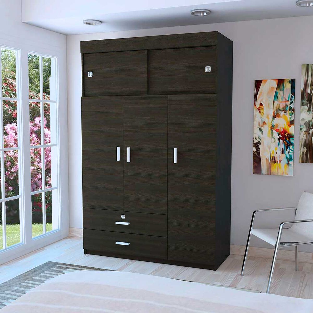 Closet Tuhome Manila 5 Puertas 2 Cajones Wengue