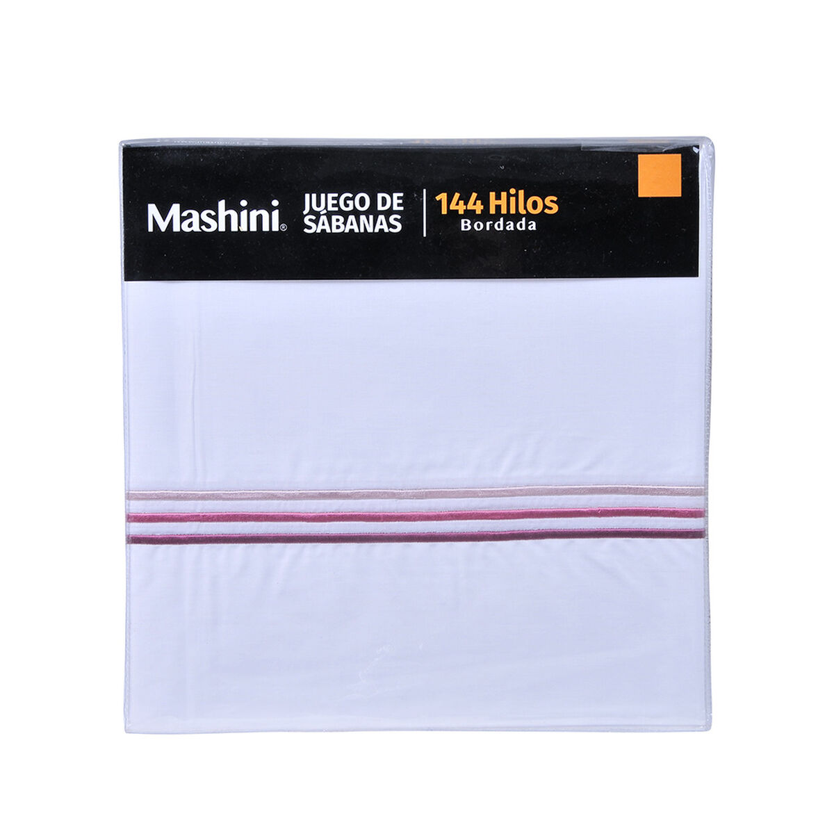 Sábana Mashini 144 Hilos 1,5 Plazas Bordada Line Rosado