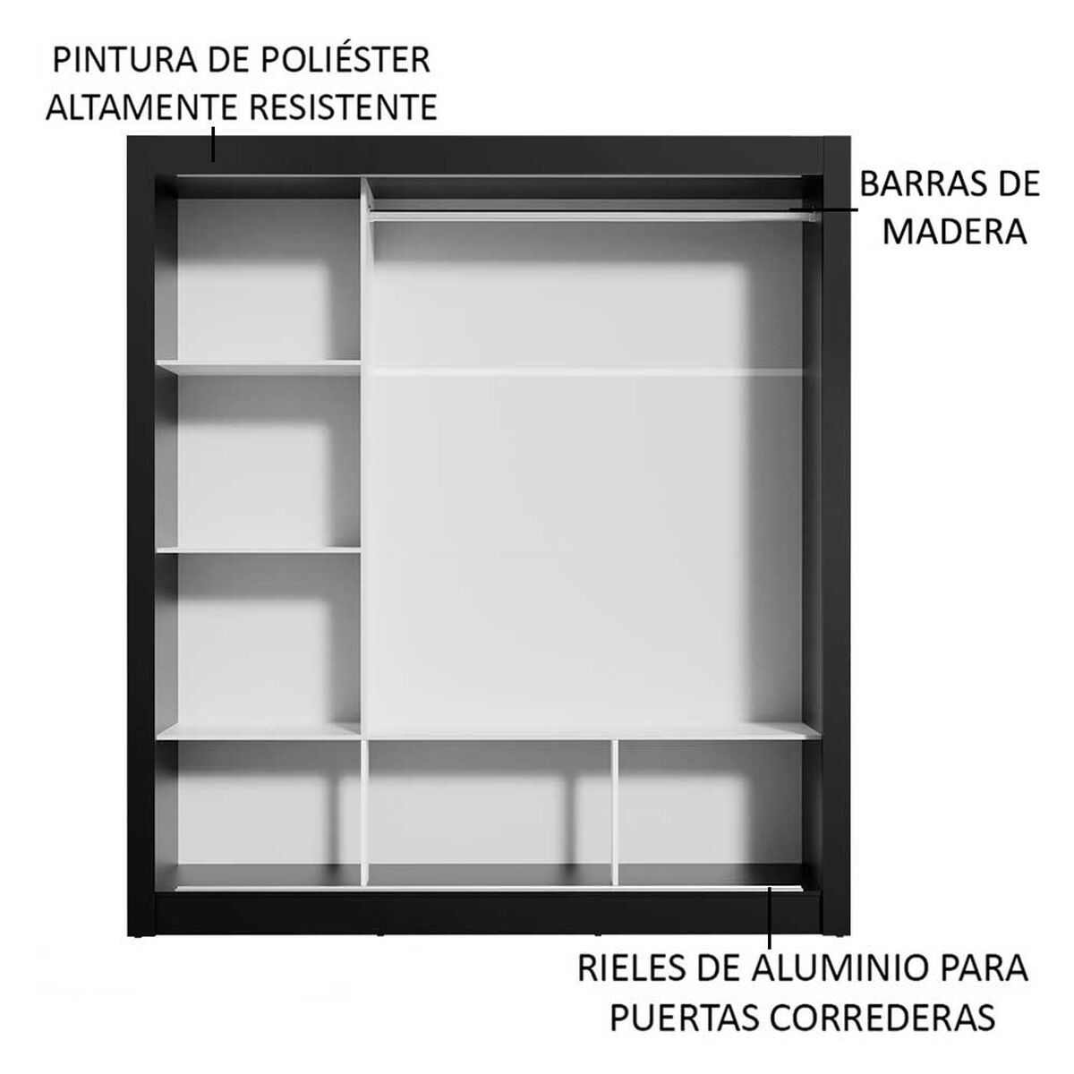 Closet Vekkahome Monaco 3 Puertas Negro