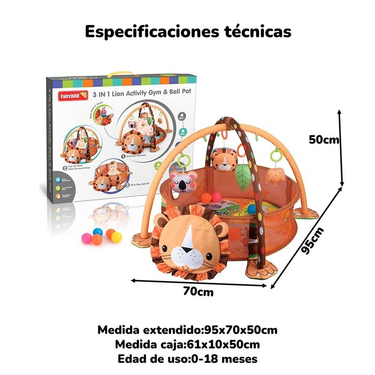 Gimnasio Bebé 3 en 1 con Pelotitas Lubabycas