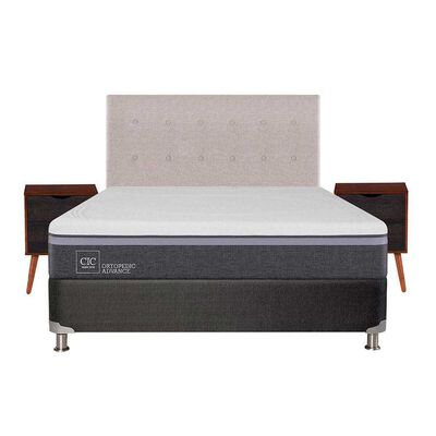 Imagen 1 del producto Box Spring CIC 2 Plazas Ortopedic Advance + Respaldo + 2 Veladores Tigris