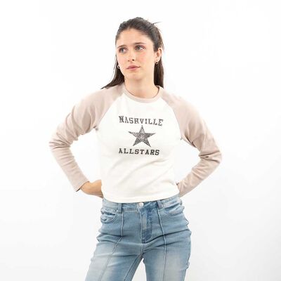 Polera Raglán Con Estampado Mujer Icono