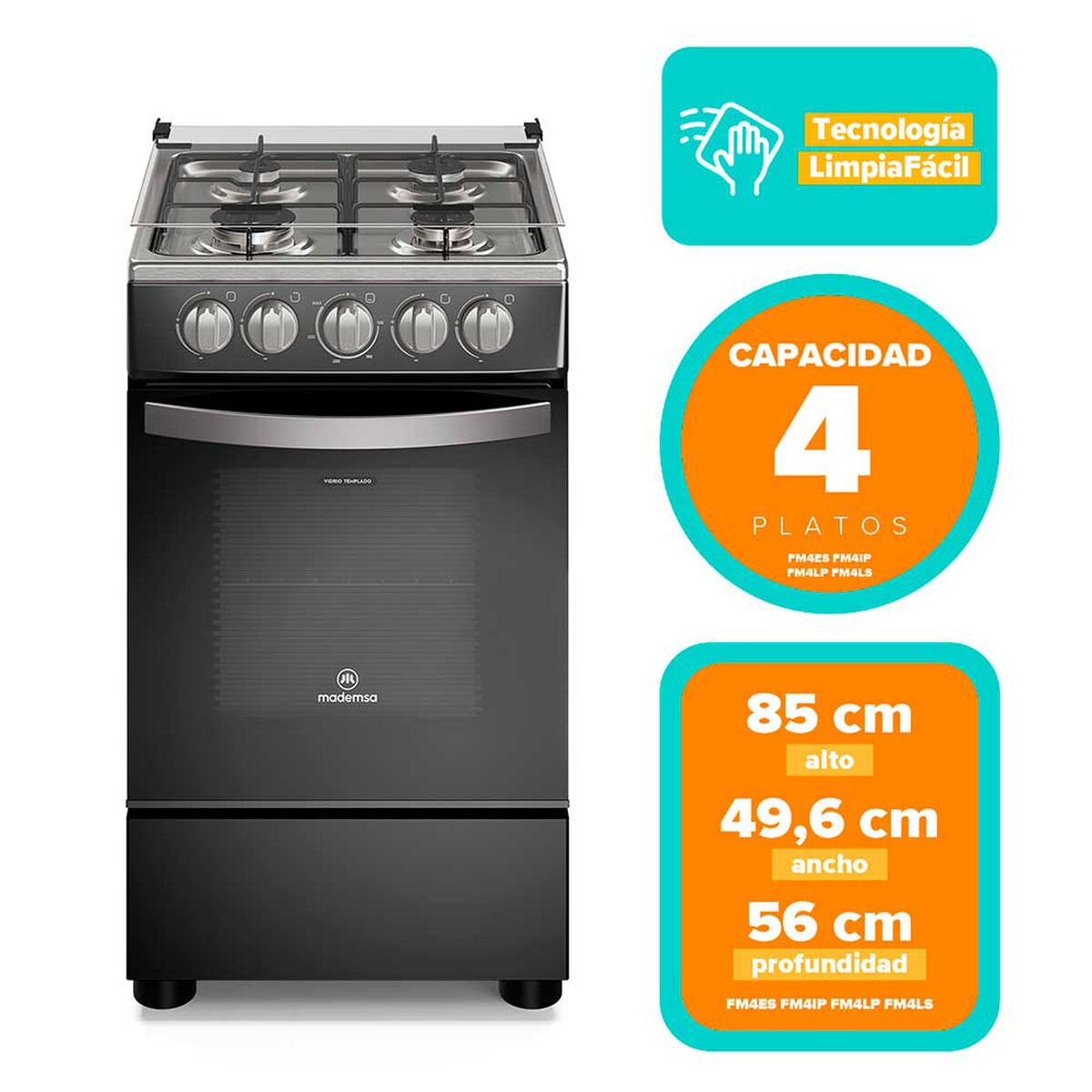 Cocina a Gas Mademsa FM4LP 4 Quemadores
