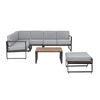 Juego de Terraza Premium Innovamuebles Sofá Seccional 6 Cuerpos + Pouf Gris Perla 