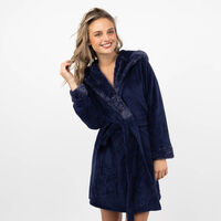 Bata con Gorro Mujer Icono Azul, Rosado