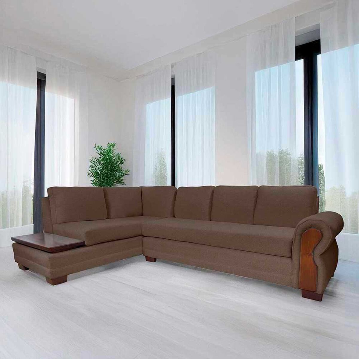 Sof&aacute; Seccional Living Factory Michigan 6 Cuerpos Caf&eacute;