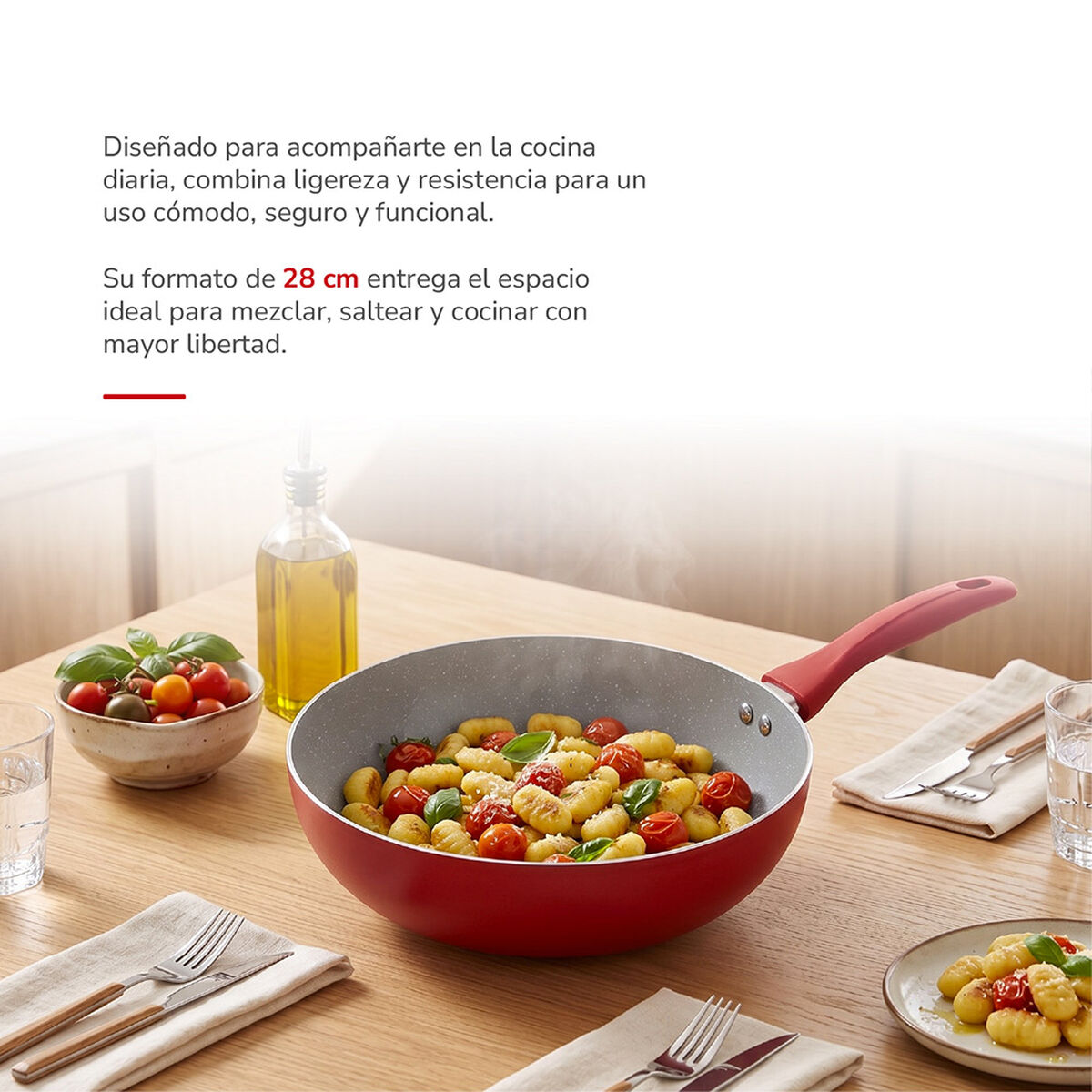 Wok Aluminio Thomas 28 cm Rojo