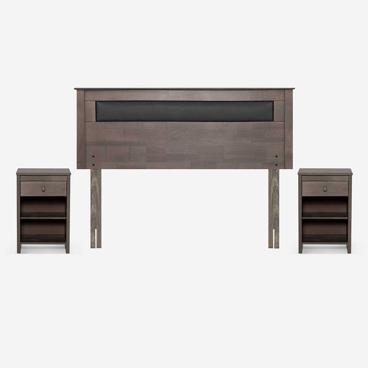 Cama Europea Rosen 2 Plazas New Style 4 Plus + Respaldo Ferrera Gris + 2 Veladores