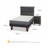 Cama Europea CIC 1,5 Plazas Anatomic + Respaldo + Velador Torino