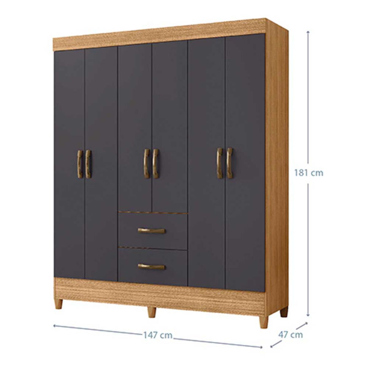 Clóset Vekkahome Mobi 6 Puertas 2 Cajones Gris