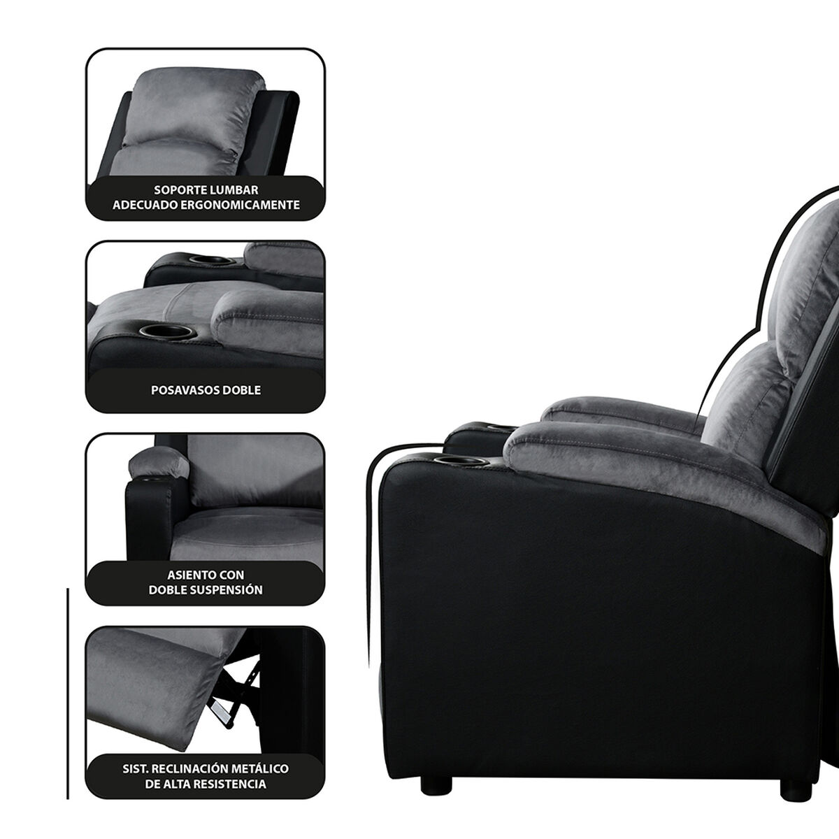 Bergere Dakar Mix Tela y PU Negro