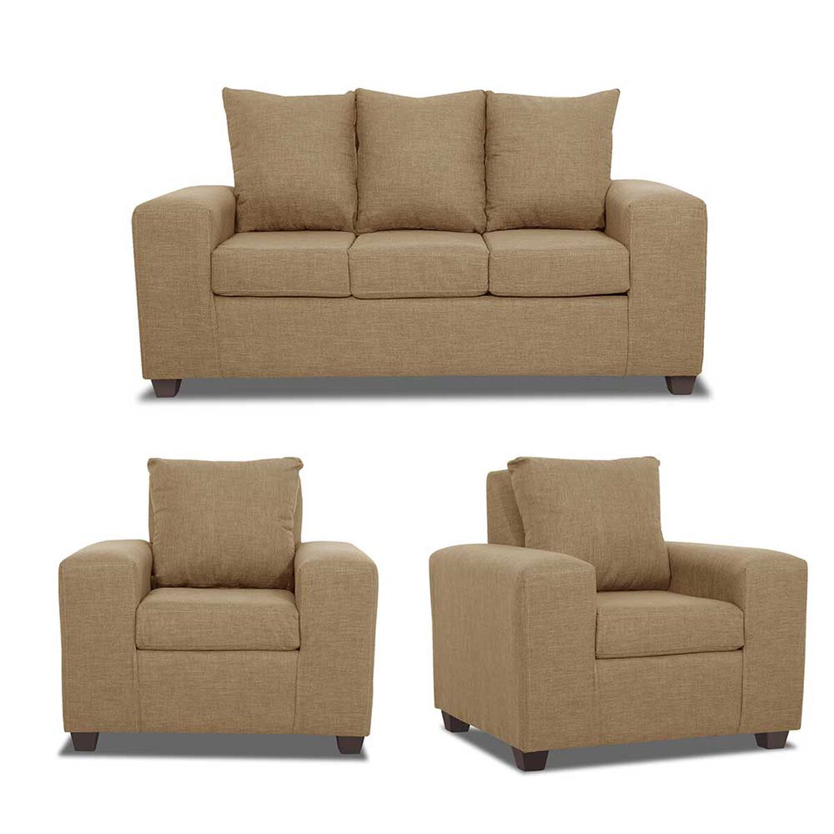 Juego de Living Innovamuebles Kahlo Sofá 3 Cuerpos + Dos Butacas 1 Cuerpo Beige