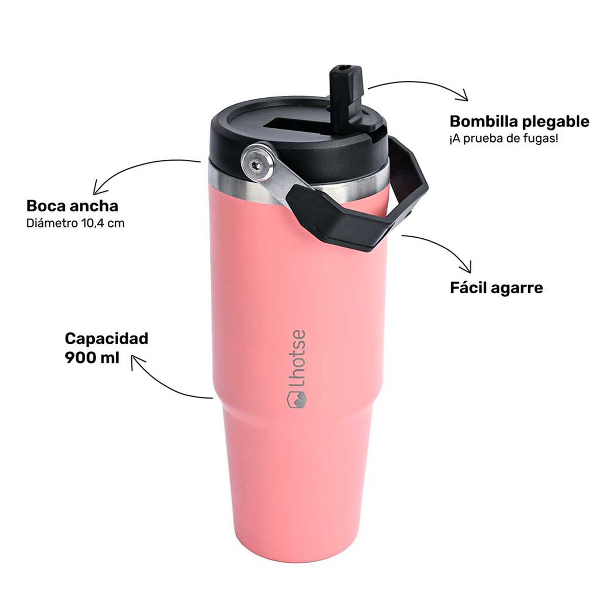 Botella Térmica Insulada Travel Mug 900ml Pink Lhotse