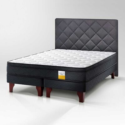 Cama Europea Drimkip Full Eurotop + Respaldo Rombos