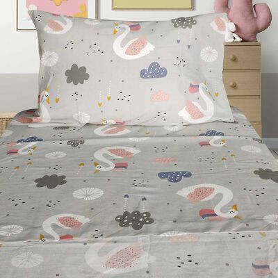 Imagen 1 del producto Juego de Sábanas Infantil Illusions 144 Hilos 1,5 Plazas Swan Gris