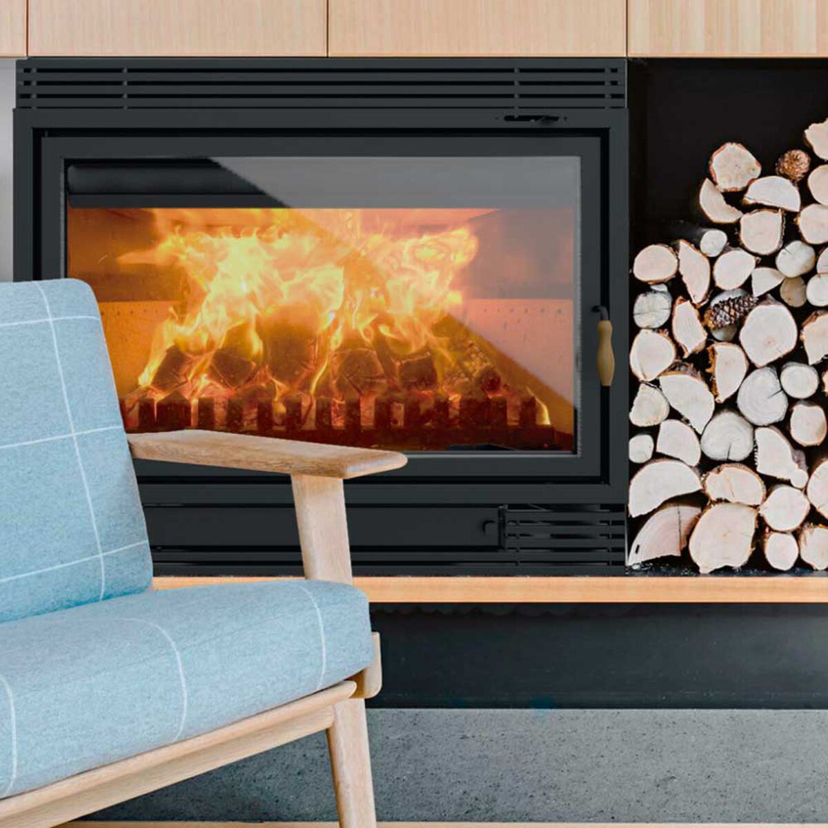 Chimenea a Le&ntilde;a Bosca 850 27 KW + kit Instalacion