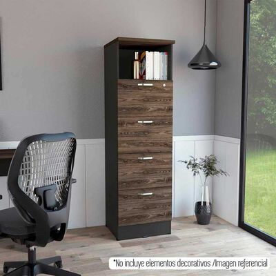 Imagen 1 del producto Mueble Archivador TuHome Home Office 4 Cajones Negro Soft Coñac