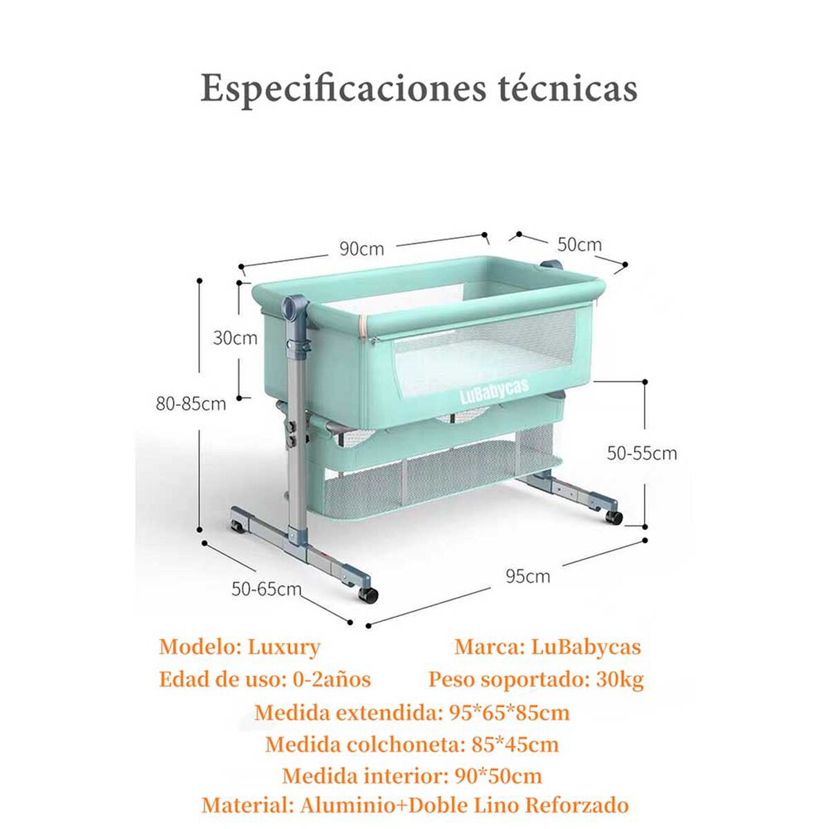 Cuna Colecho Bebé con Mosquitero Café Lubabycas