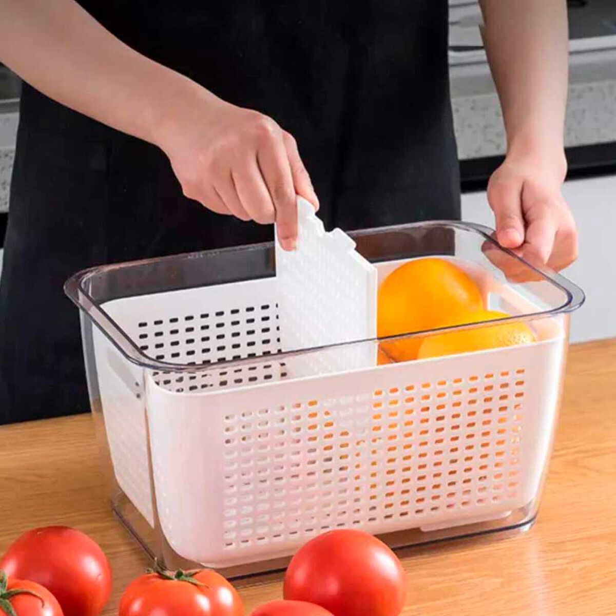 Caja Organizadora Refrigerador con Cesta Grande Simplit