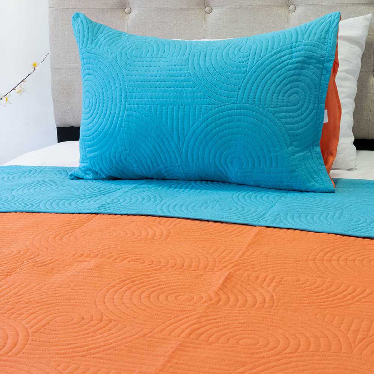 Quilt Doral 1,5 Plazas Calipso Naranjo Origins