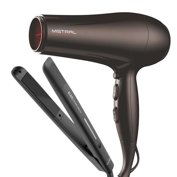 Combo Secador de Pelo Gama Mistral Turmaline + Alisador Alais Shine