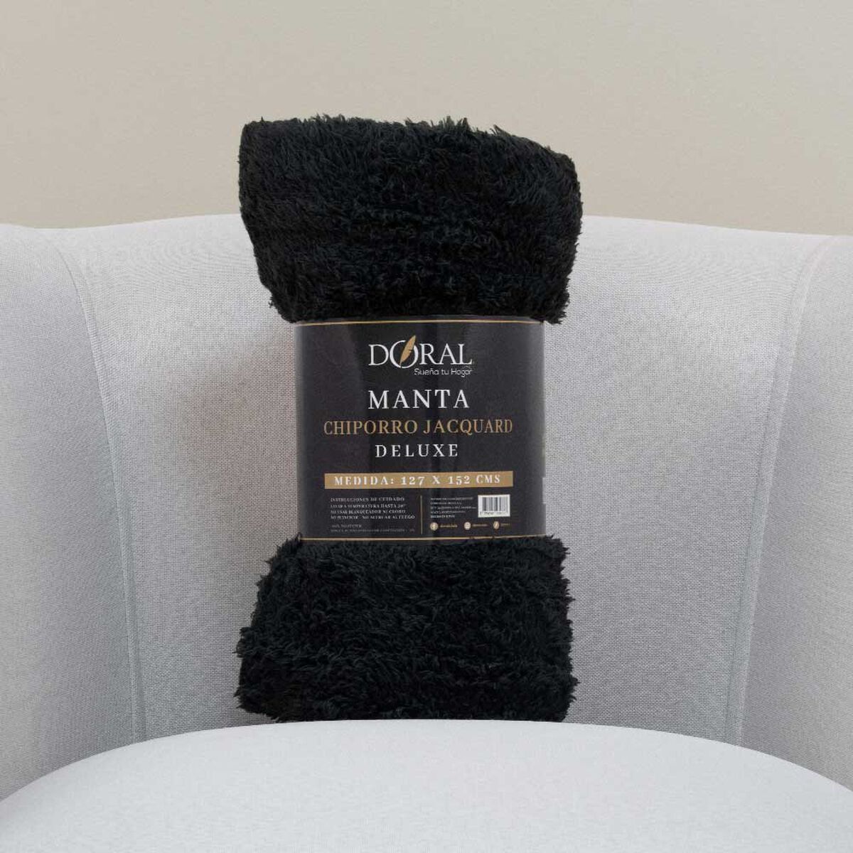 Manta Doral Chiporro Jacquard 127x152 cm Negro
