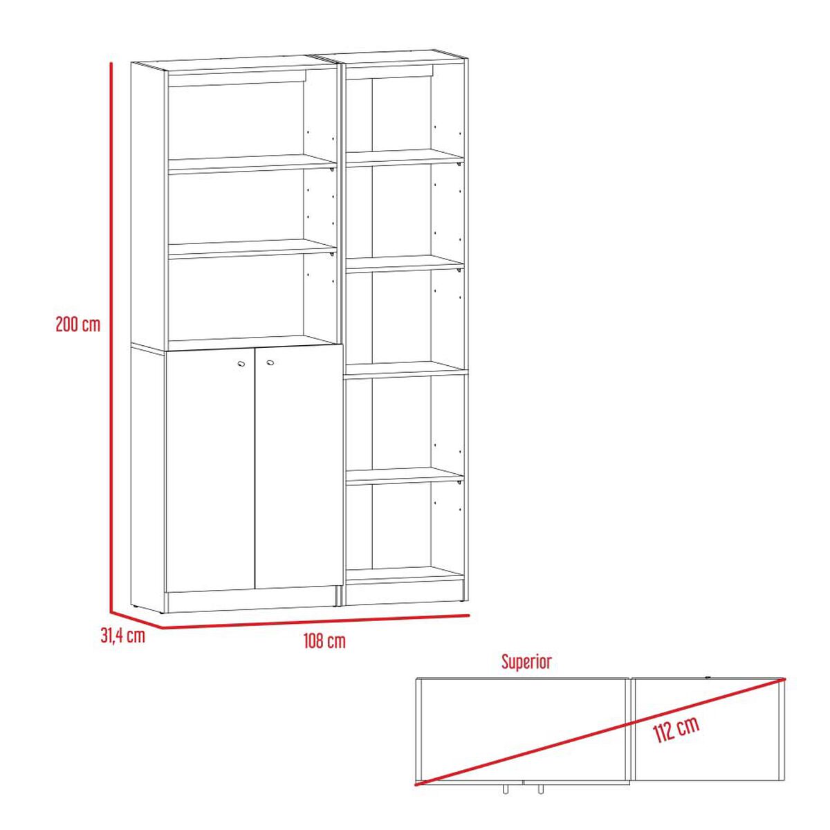 Estante 45 cm + Estante 2 Puertas TuHome Home Macadamia