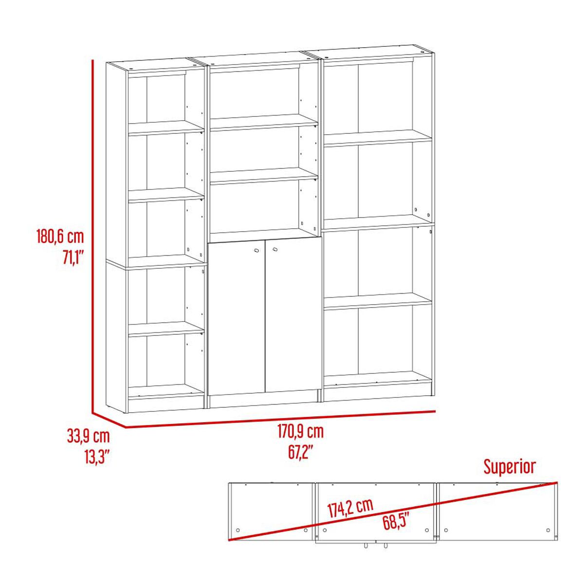 Estante 45 cm + Estante 2 Puertas + Estante 4 Repisas TuHome Home Macadamia