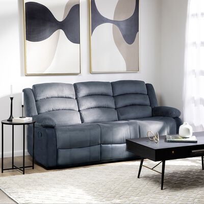 Sof&aacute; Reclinable Daniels 3 Cuerpos  Moderno New Martell Gris