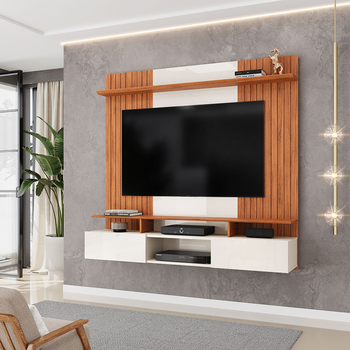 Panel TV Vekkahome Bento 60" Pulgadas Caf&eacute;