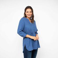 Blusa Lisa Manga 3/4 Mujer Zibel Azul