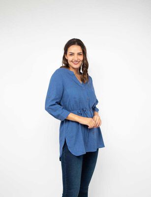 Imagen 1 del producto Blusa Lisa Manga 3/4 Mujer Zibel Azul