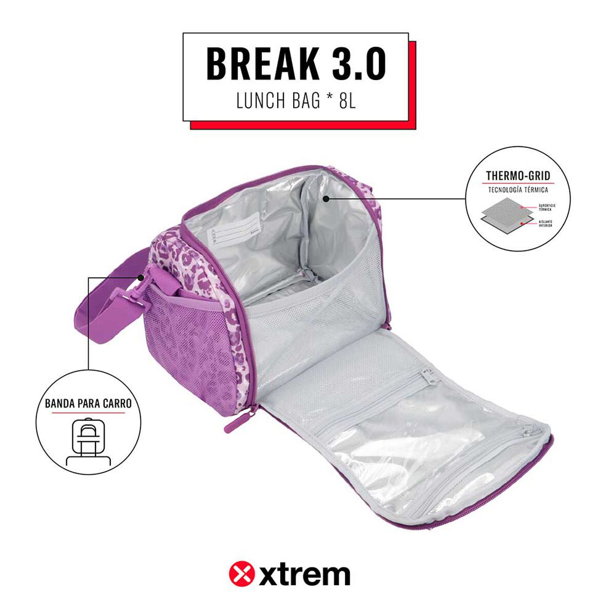 Lonchera Térmica Xtrem Break 3.0 5XT Gato Morado