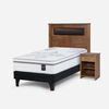 Cama Europea Rosen 1,5 Plazas Art 4 + Respaldo + Velador Ferrara Chocolate
