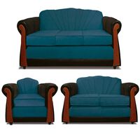 Juego de Living Elegant Detail Marsella Sofá 3 Cuerpos + Sofá 2 cuerpos + Sillón 1 Cuerpo Azul