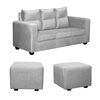 Juego de Living Diseño A&M Home Loreto Sofá 3 Cuerpos + 2 Pouf 1 Cuerpo  Gris Felpa