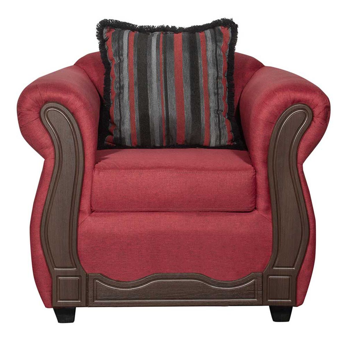 Juego de Living Black Factory Sofia Sofá 3 Cuerpos + Dos Sillones 1 Cuerpo Burdeo